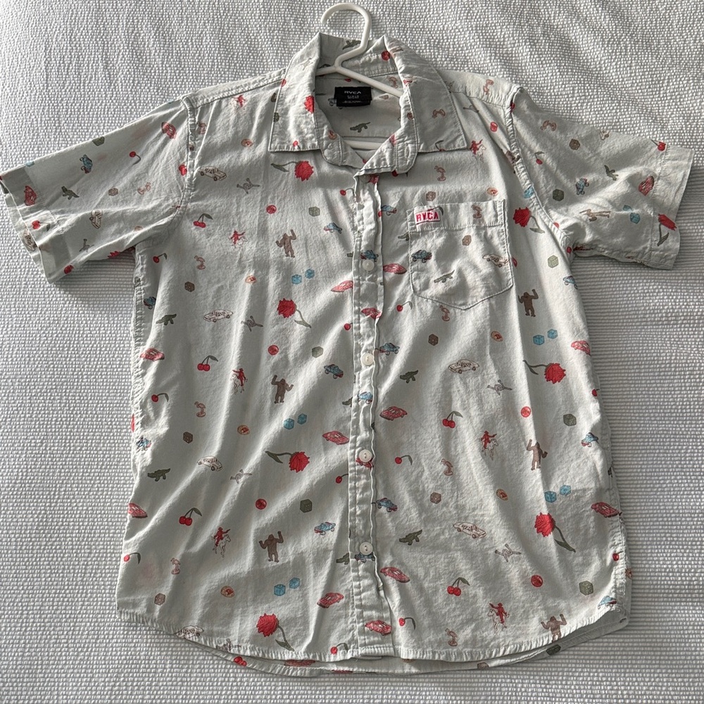 RVCA Boy’s Casual sea foam Patterned Shirt